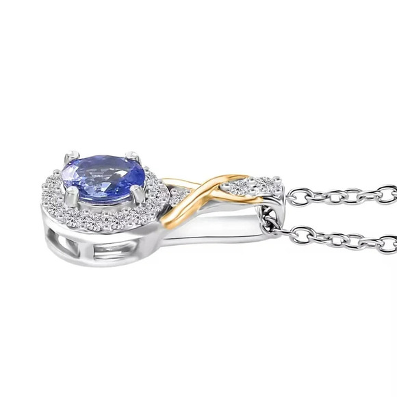 Tanzanite, White Zircon Infinity Halo Ring (Size 7.0), Pendant Necklace 20" 925 - Picture 8 of 14